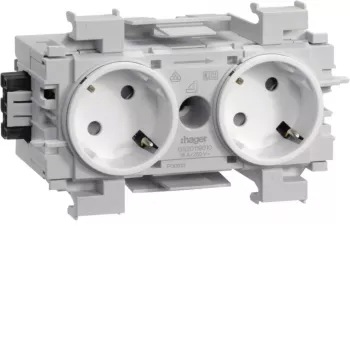 HAGER GS20119016 presa doppia 45° invertita con bloccaggio frontale, grigio