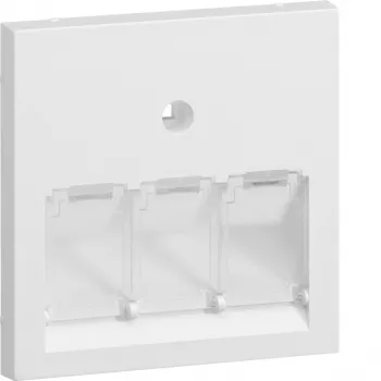 Hager GZUAE3A9016 placca centrale per prese dati UAE, 3 vie, bianco traffico (RAL 9016)