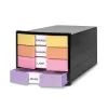 HAN IMPULS Cassettiera, 4 cassetti, nero/pastello, polistirene, per DIN C4 1012-139