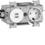 Hager presa Schuko Winsta con caricabatterie Dual USB-C PD 20W, bianco polare GS17019016