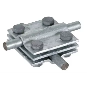 DEHN KS 8.10 FL30 connettore a croce, acciaio zincato a caldo, per conduttore tondo 8-10mm e piatto fino a 30mm 319201