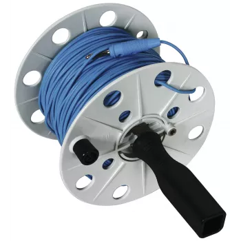 DEHN 585210 aspo per filo, 100 m filo cordato blu, plastica grigia, 80 mm