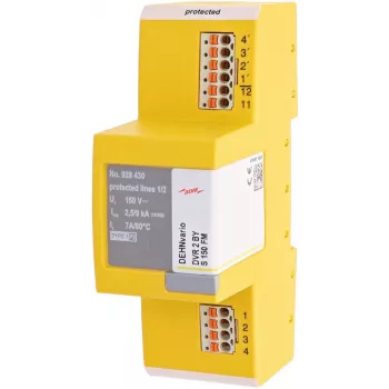 DEHN DVR 2 BY S 150 FM scaricatore combinato di corrente da fulmine e sovratensione Tipo 1+2, 2 poli, 230 V AC, montaggio su guida DIN, con segnalazione remota 928430