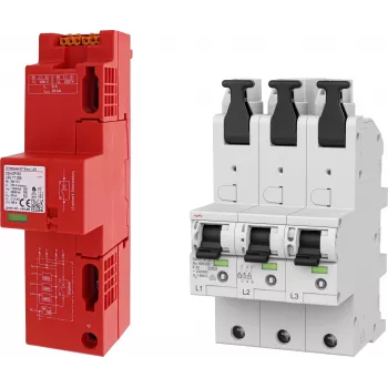 DEHN SET 1 DSH ZP B2 LSG TT + 1X DSHU scaricatore combinato di corrente di fulmine e sovratensione Type 1+2, 4 poli, 255 V, 50 kA 909655