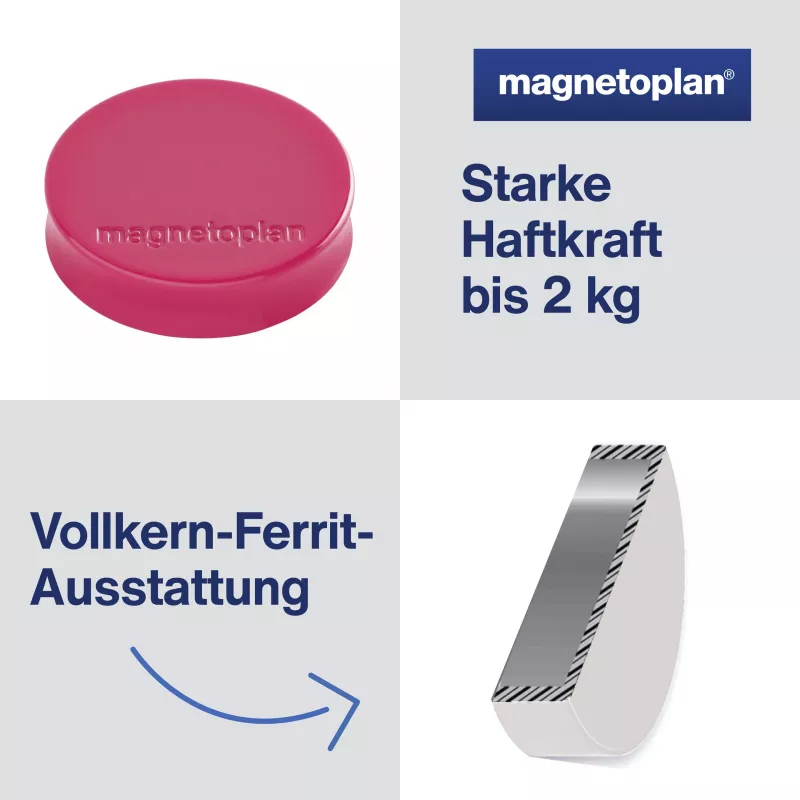 MAGNETOPLAN HOLTZ magnete Ergo Medium 1664018 30mm rosa 10 pezzi