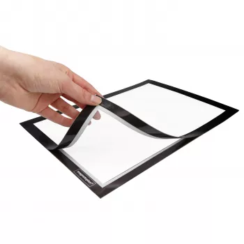 MAGNETOPLAN HOLTZ magnetofix cornice portainformazioni adesiva double-sided, DIN A6, nera, apribile 1132112