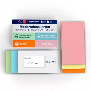 MAGNETOPLAN HOLTZ cartelline di comunicazione rettangolari 200 x 100 mm colori assortiti (rosa, verde, giallo, bianco, blu, arancione) - 250 cartelline 112501510