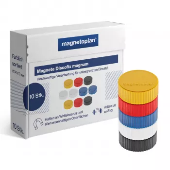 Magnetoplan Discofix Magnum magneti per lavagna misti, 34 mm, 10 pz. 1660010
