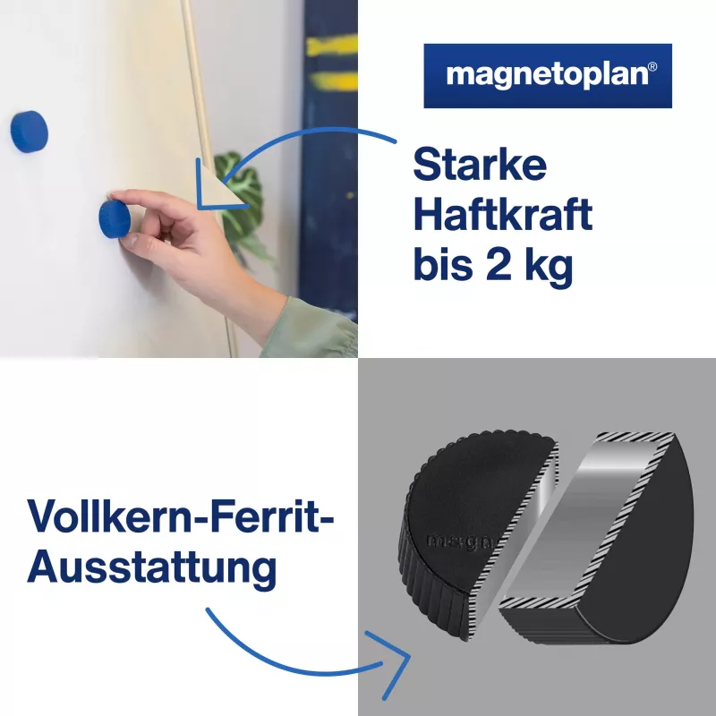 Magnetoplan Discofix Magnum magneti per lavagna misti, 34 mm, 10 pz. 1660010