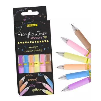 ONLINE Fashion Pennarelli acrilici colori assortiti 1,0 mm, 6 pezzi (18632/6)