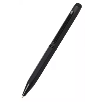 ONLINE SCHREIBGERÄTE Hexagon Stylus Penna a sfera, corpo nero, inchiostro blu, stylus capacitivo, meccanismo rotante, tratto medio 21035/3D
