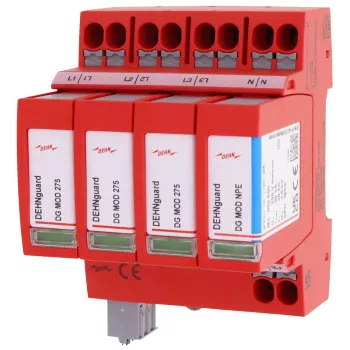 DEHN DEHNguard MP TT 275 FM Scaricatore di sovratensione Tipo 2, 4 poli, 275 V AC, montaggio su guida DIN, con contatto di segnalazione remota 942315