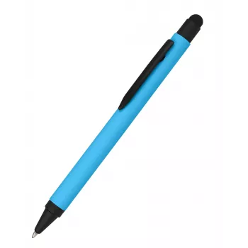 ONLINE SCHREIBGERÄTE ALU Stylus penna a sfera blu, meccanismo rotante, punta media, stylus integrato per touchscreen capacitivi 32118/3D