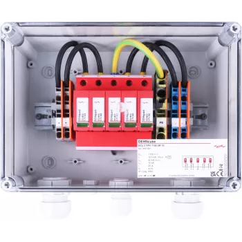 DEHN DCU 2 YPV 1100 2M 1S scaricatore di sovratensione Tipo 2 per impianti fotovoltaici, 2 MPPT, 1 string per MPPT, 1100 V DC, custodia IP65 900921