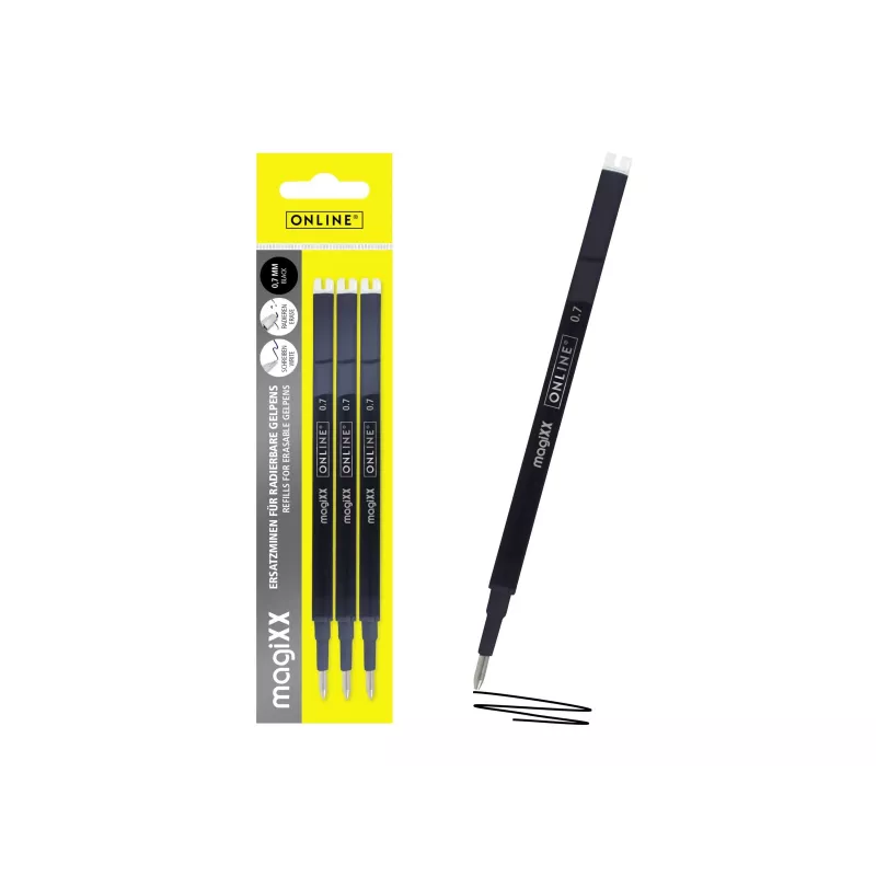ONLINE magiXX ricarica per penna gel nero 0,7 mm, confezione da 3 40161/3