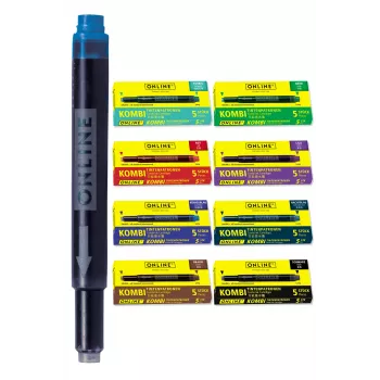 ONLINE cartucce d'inchiostro universali per penna stilografica, 6 colori diversi (blu royal, nero, marrone, blu notte, viola, rosso), Standard International corto 70057