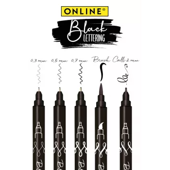 ONLINE set di pennarelli acrilici Black Lettering, nero, 5 pz. 19114