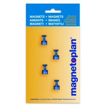 Magnetoplan Portamemo magnetico, blu, 4 pezzi, tiene fino a 9 fogli DIN A4 1666114