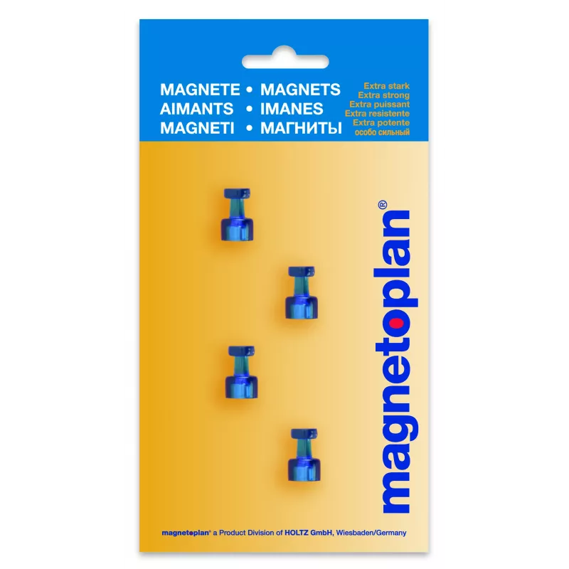 Magnetoplan Portamemo magnetico, blu, 4 pezzi, tiene fino a 9 fogli DIN A4 1666114