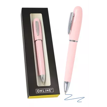 ONLINE penne Highway Rose penna a sfera, inchiostro nero, medio (M), corpo in metallo, meccanismo a pressione 38188/3D