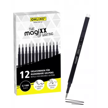 ONLINE magiXX ricarica per penna gel nero 0,7 mm 12 pezzi (40168)