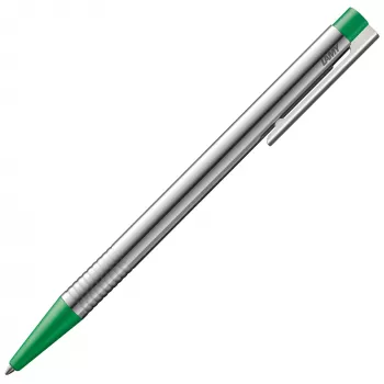 LAMY Logo penna a sfera, lacca verde opaco, corpo in acciaio inox, ricarica M16 blu 1228040