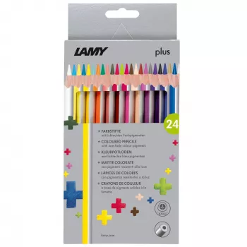 LAMY plus matite colorate triangolari, set da 24 pezzi in astuccio di cartone, forma triangolare ergonomica, superficie opaca, mina infrangibile 1222008