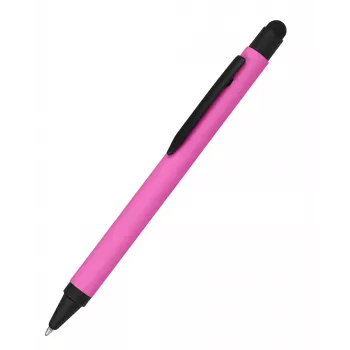 ONLINE SCHREIBGERÄTE ALU Stylus penna a sfera rosa con inchiostro blu, corpo in alluminio, stylus capacitivo, meccanismo a pressione, ricaricabile, 1 pezzo (32117/3D)