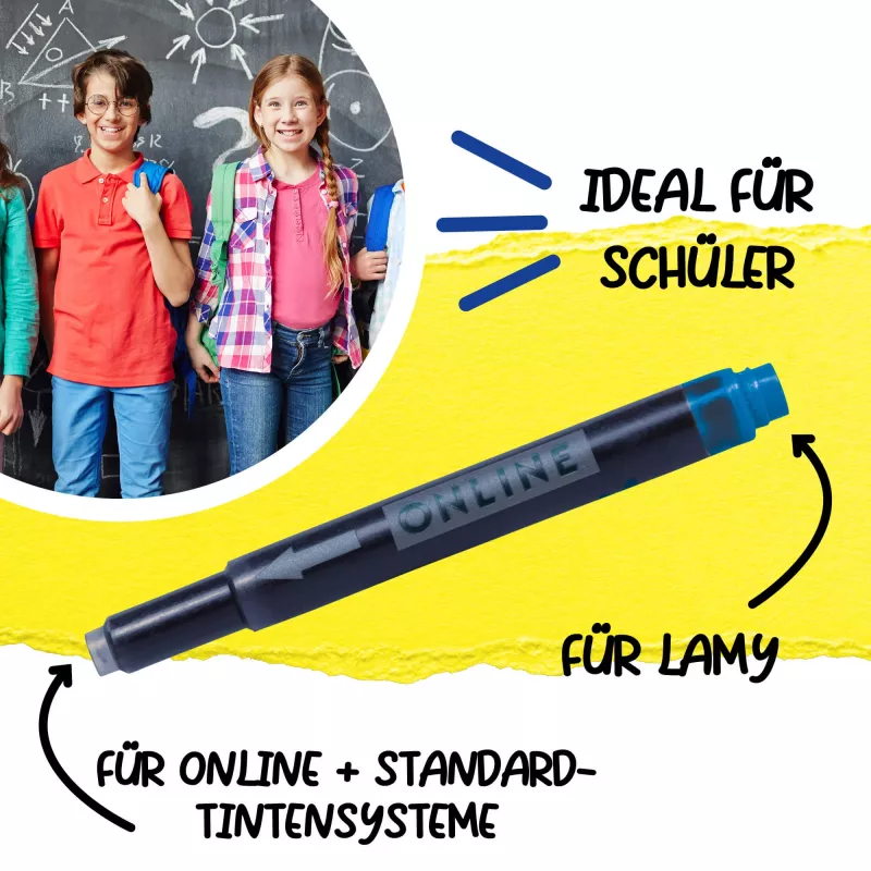 ONLINE cartucce d'inchiostro combinate per penne stilografiche blu confezione da 40 pz. (70049)
