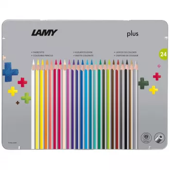 LAMY Dreikant plus matite colorate, 24 colori diversi, forma ergonomica triangolare, superficie opaca, scatola in metallo 1222010