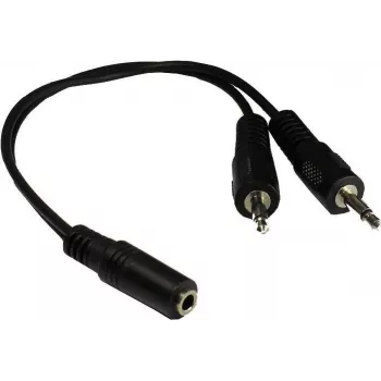GoodConnections AD-35B2S adattatore audio a Y 3,5 mm stereo femmina su 2x RCA mono maschio, 20 cm, nichelato, nero