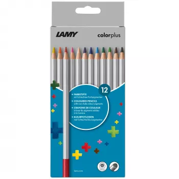 LAMY colorplus matite colorate triangolari, 12 colori diversi, forma triangolare ergonomica, finitura opaca, astuccio in cartone 1233468
