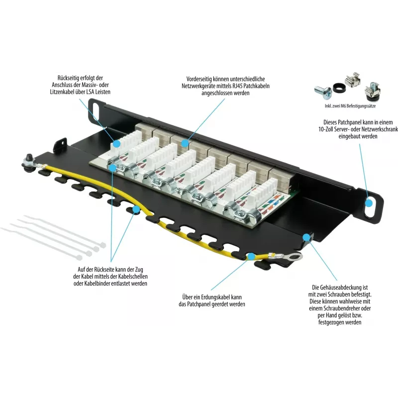 GoodConnections Alcasa GC-N0130 modulo keystone RJ45 schermato Cat6a - 10GbE, 22-26 AWG, nero
