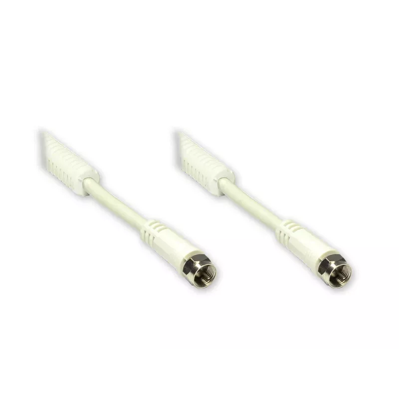 GoodConnections cavo coassiale F-Type a F-Type con nucleo in ferrite, schermatura 100%, 2,5 m, bianco (S-FP25W)