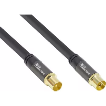 GoodConnections SmartFLEX cavo antenna, connettore coassiale IEC maschio su femmina, dorato, quadruplo schermato, 120dB, nero, 10m (GC-M2057)