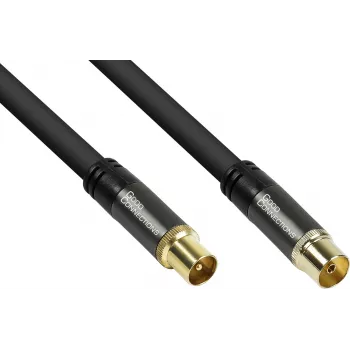 GoodConnections SmartFLEX cavo antenna, connettore coassiale IEC maschio su femmina, dorato, quadruplo schermato, 120dB, nero, 10m (GC-M2057)
