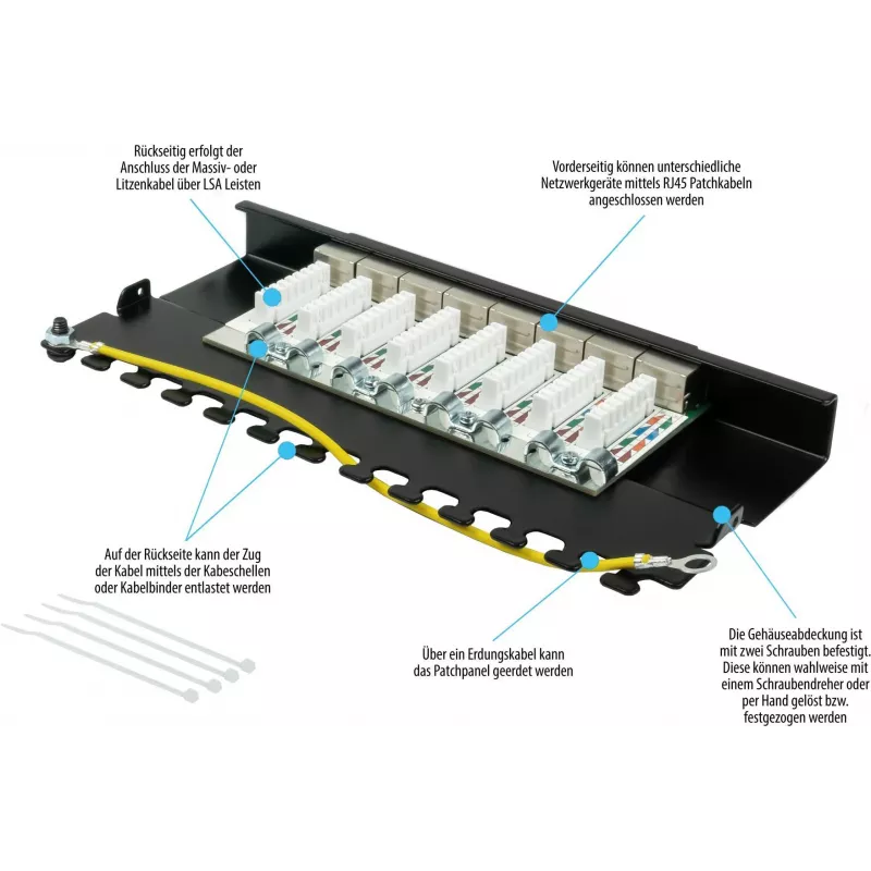 GoodConnections Alcasa GC-N0118 modulo Keystone Cat.6a schermato, senza attrezzi, RJ45, 10G, nero