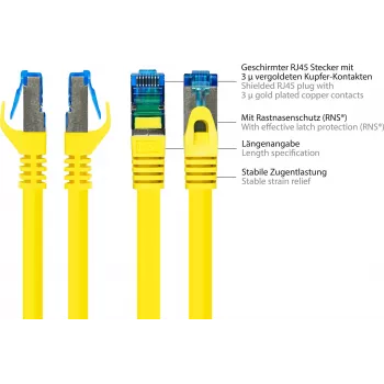 Good Connections RNS® cavo patch Cat. 6A S/FTP con Snagless Boot, senza alogeni, giallo, 20 m 8060-H200Y