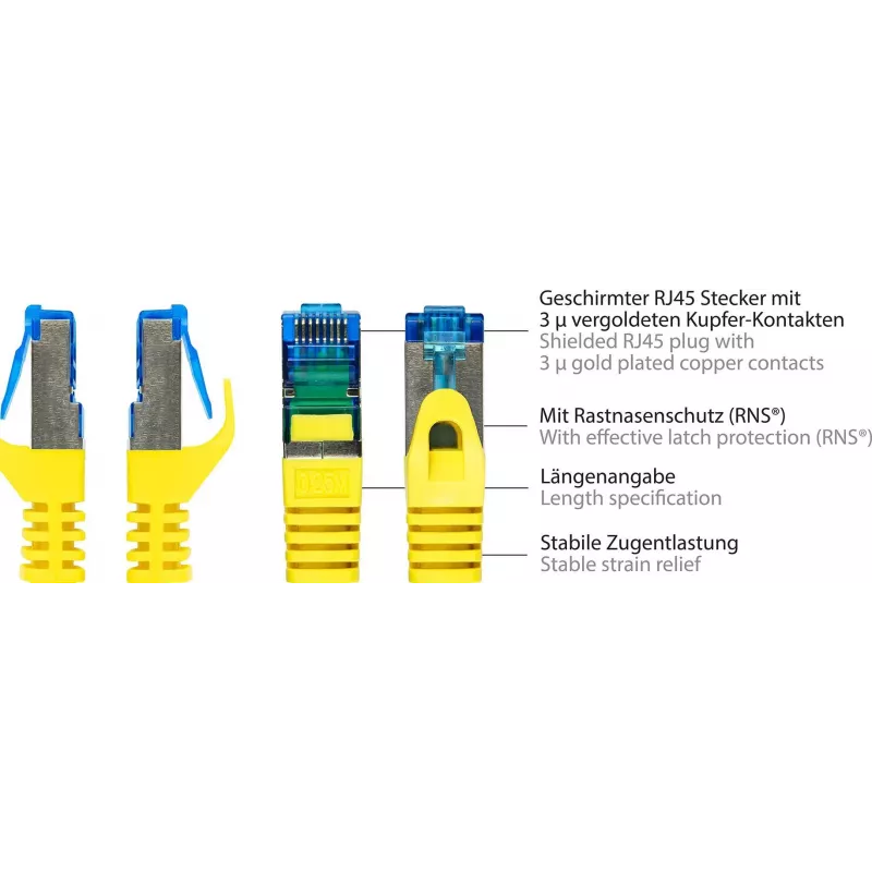 Good Connections RNS® cavo patch Cat. 6A S/FTP con Snagless Boot, senza alogeni, giallo, 20 m 8060-H200Y