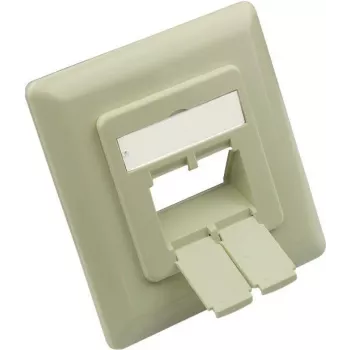 GoodConnections placca centrale 50x50 mm con cornice di copertura 80x80 mm per prese di rete, bianco perla RAL1013 (GC-N0154)