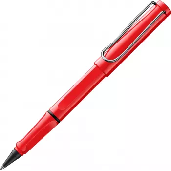 LAMY Safari penna roller rossa lucida con clip metallica e impugnatura ergonomica, include cartuccia inchiostro T 10 1240183
