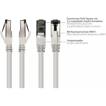 GoodConnections Alcasa 8080L-200 cavo di rete Cat8.1 S/FTP, 20 m, grigio, RJ45, 40 Gbit/s, 2000 MHz