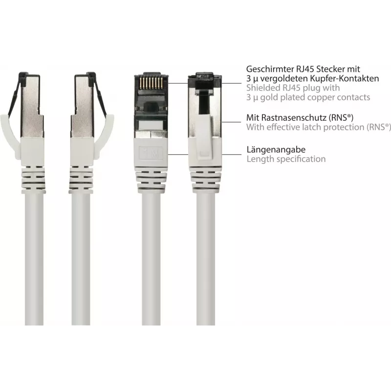 GoodConnections Alcasa 8080L-200 cavo di rete Cat8.1 S/FTP, 20 m, grigio, RJ45, 40 Gbit/s, 2000 MHz