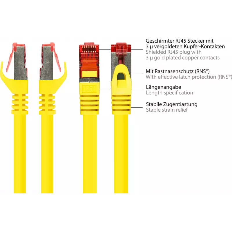 GoodConnections RNS® cavo patch Cat. 6 S/FTP con Snagless Boot, PiMF, PVC, 250 MHz, giallo, 25 m 8060-250Y