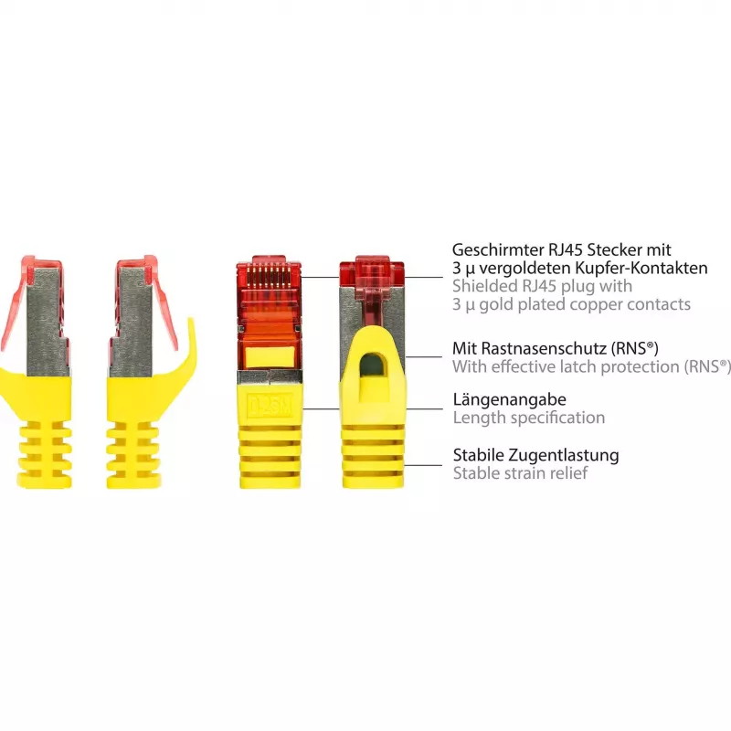 GoodConnections RNS® cavo patch Cat. 6 S/FTP con Snagless Boot, PiMF, PVC, 250 MHz, giallo, 25 m 8060-250Y