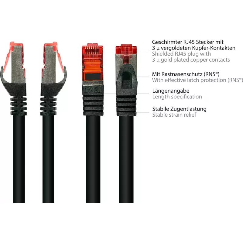 GoodConnections Alcasa 8060-400S Cat6 S/FTP Cavo patch, RJ45 maschio-maschio, 40 m, placcato oro