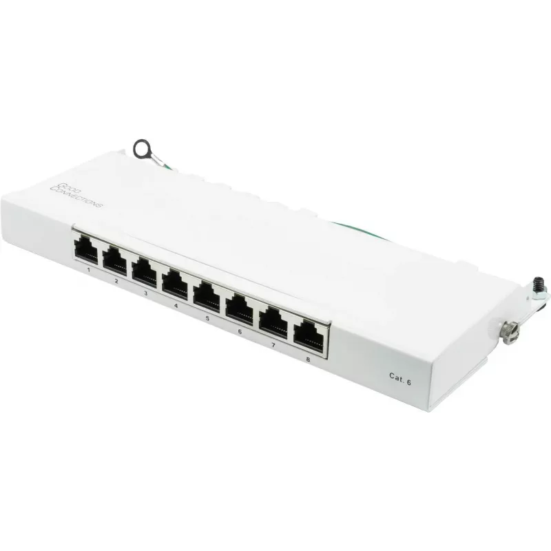 GoodConnections GC-N0113 Patch panel desktop Cat.6 STP 8 porte, 0,5U, senza attrezzi, bianco puro RAL9010