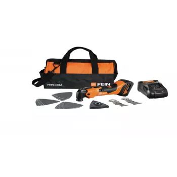 Fein AMM 500 Plus Set multitool oscillante a batteria con 2 batterie 18V 4Ah, caricabatterie rapido ALG 80, StarlockPlus, QuickIN, anti-vibrazione, in valigetta 71293870000