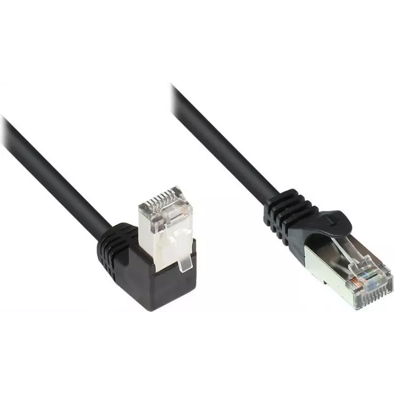 GoodConnections Cavo patch Cat. 5e F/UTP, 2 m, nero, RJ45 90° su dritto 805S-020EWI