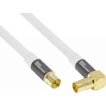 Good Connections GC-M2070 SmartFLEX cavo antenna TV angolare - 30 m - connettore maschio coassiale IEC angolato su connettore femmina - quadrupla schermatura 120 dB 75 Ohm - connettori dorati - bianco